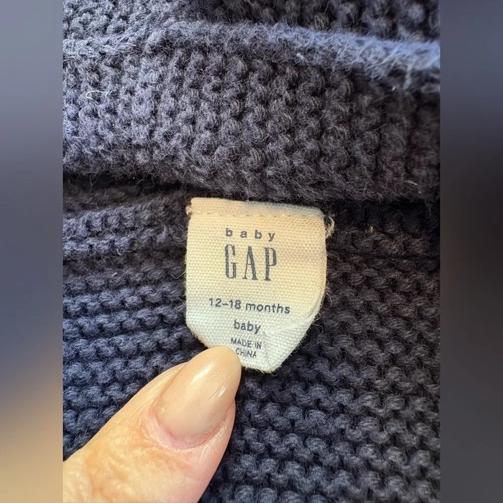Baby Gap Chunk Knit Hooded Jacket 18 months navy